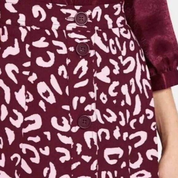 Modcloth Admirers Button Front Pink Leopard Animal Print Midi Skirt Size 20 - Picture 2 of 11